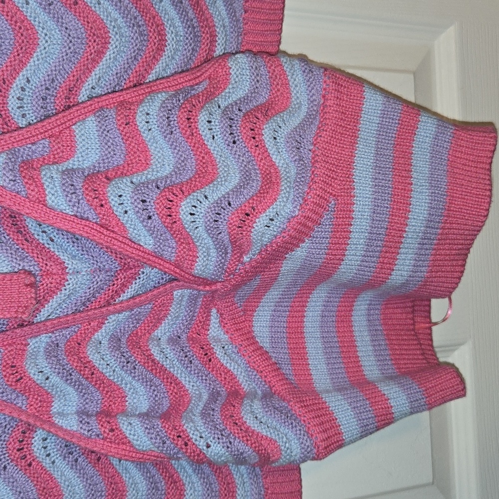Pink and Blue Knit Halter Top and Shorts Set - Picture 2 of 7